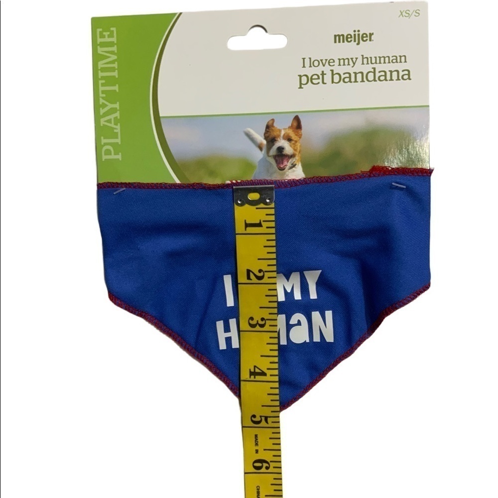 Dog Bandanna I LOVE MY HUMAN  Adjustable Tie On Patriotic Blue XS/S - Picture 6 of 7